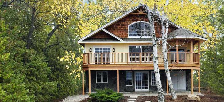 LuxBirchview Model | Luxury Vacation Retreat Designsury cedar home with waterfront deck Birchview cottage model featuring luxury vacation home timbercrafted design